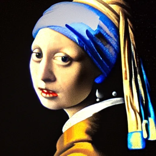 Image similar to donald trump with a pearl earring, drawn by johannes vermeer