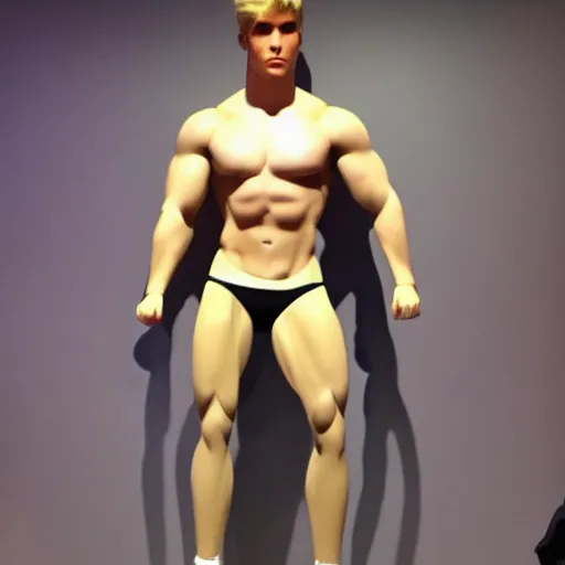 Image similar to muscular buff life sized ken doll also as a male android