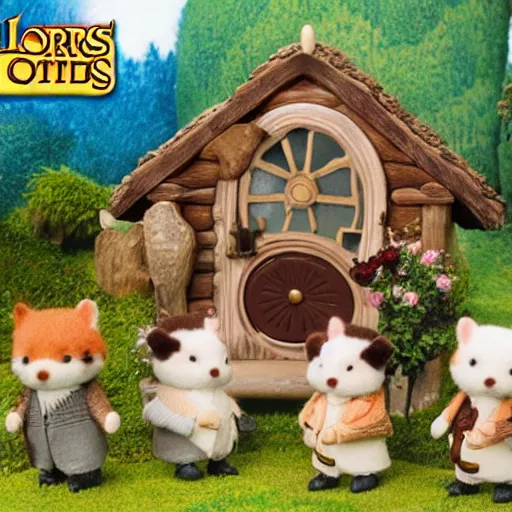 Image similar to lord of the rings calico critters in the shire