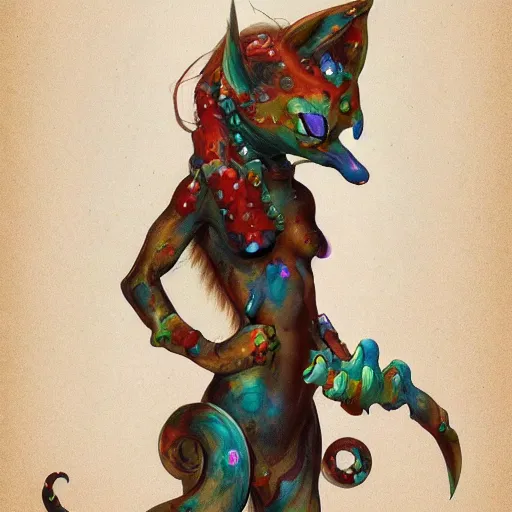 Image similar to cat seahorse shapeshifter, humanoid fursona by Peter Mohrbacher and Louis Wain, furaffinity, trending on artstation