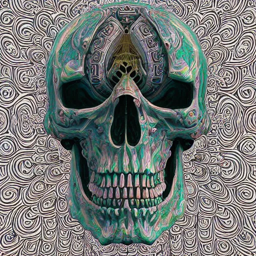 Image similar to portrait_of_a_melting_skull._intricate_abstract._psychedelic_liquod_embossed_intricate_artwork._by_Tooth_Wu_wlop_beeple_dan_mumford._octane_render_trending_on_artstat