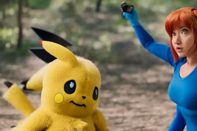 Image similar to samus aran as pikachu in the new live action pokemon movie