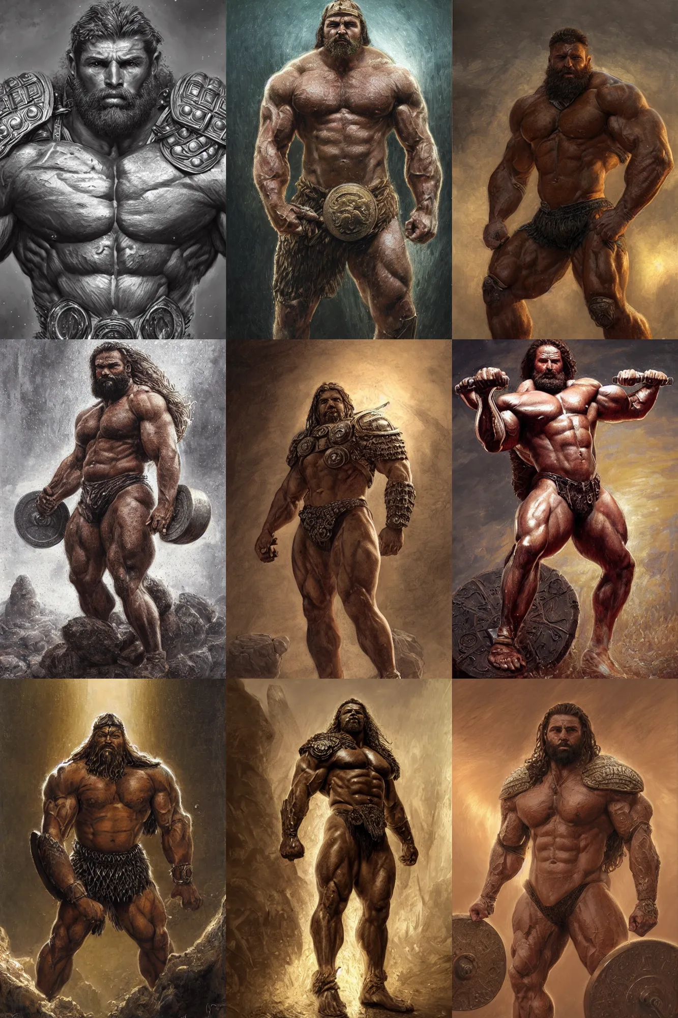 Prompt: portrait of a spartan bodybuilder posing ultra realistic illustration, a hulking herculean gigachad, thick armor, brown beard, intricate, highly detailed, digital painting, artstation, radiant light, caustics, war hero, psychedelic dmt, concept art, smooth, sharp focus, by gaston bussiere, bayard wu, giger, maxim verehin