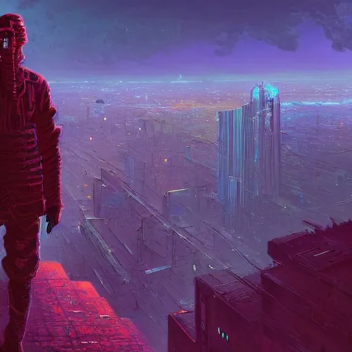 Image similar to a cyberpunk zulu warrior sitting on a cliff watching an enormous metropolitan city burn!! from a distance at night, fire, by alena aenami and android jones and greg rutkowski, Trending on artstation, hyperrealism, elegant, stylized, highly detailed digital art, 8k resolution, hd, global illumination, radiant light, detailed and intricate cyberpunk ghetto environment, rendered in octane, post processed, wide angle