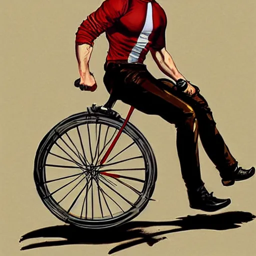 Image similar to Chris Evans riding a unicycle and looking very happy by leyendecker