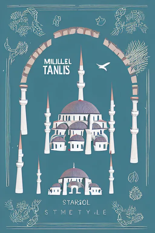 Prompt: minimalist boho style art of istanbul, illustration, vector art