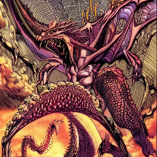 Prompt: dragon's heaven by makoto kobayashi in the style of barry windsor - smith and h. r. giger