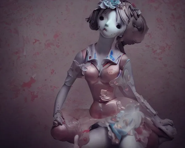 Prompt: james jean isolated magical girl vinyl figure, figure photography, romantic undertones, anime stylized, high detail, ethereal lighting - h 6 4 0