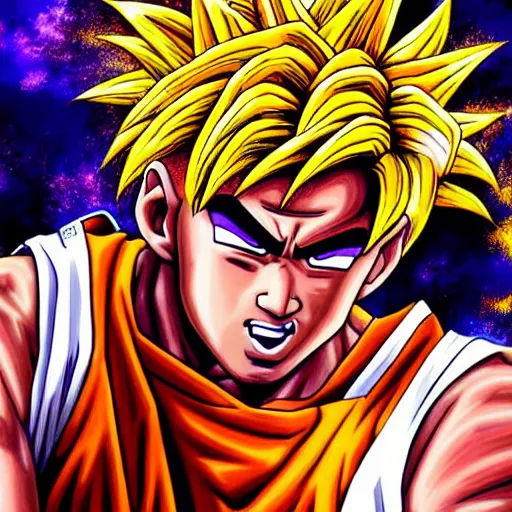 Prompt: ultra realistic portrait painting of kobe bryant as goku, art by akira toriyama, 4 k, dragon ball artstyle, cel shaded, highly detailed, epic lighting