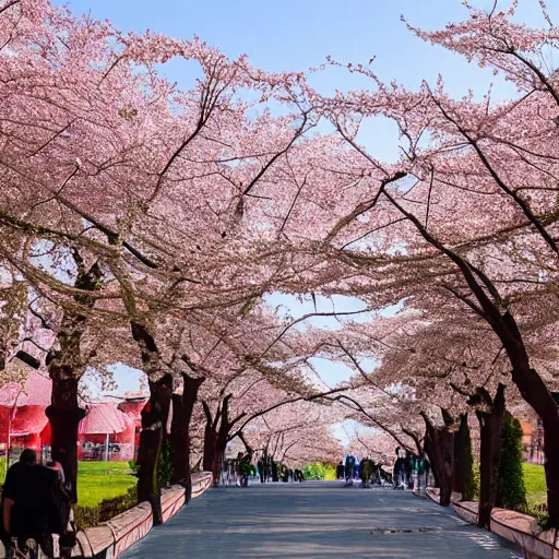 Image similar to a city inspired by china made of cherry blossoms and vines