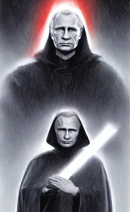 Image similar to comic style portrait shot of vladimir putin as emperor palpatine on the throne in the star wars, elegant, highly detailed, digital painting, artstation, illustration,