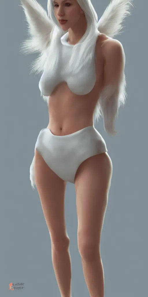 Prompt: portrait of a beautiful white fox with an appealing female body, trending on artstation, corona render