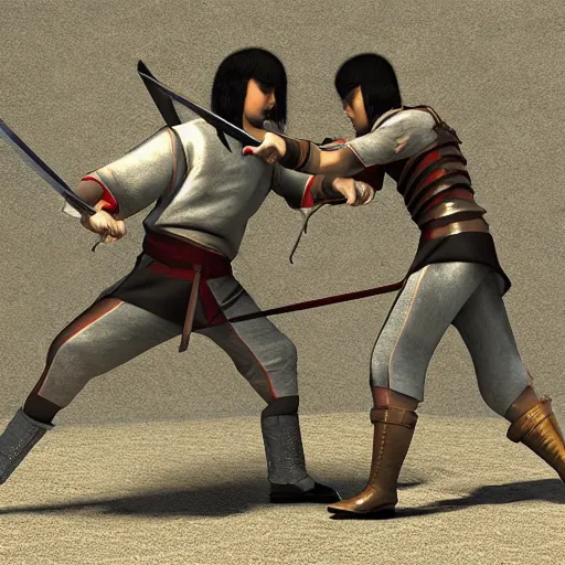 Image similar to Two knights sword fighting, hyper realistic, HD, HQ, photo realistic