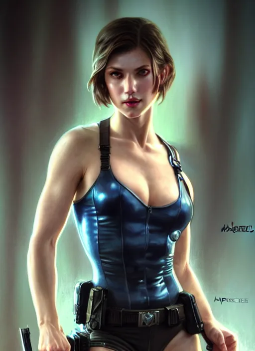 Prompt: glamorous jill valentine, very detailed face, studio lighting, portrait by Magali Villeneuve and Steve Argyle,Livia Prima,Mucha,fantasy art,beautiful,artstation,trending on artstation,alluring,masterpiece