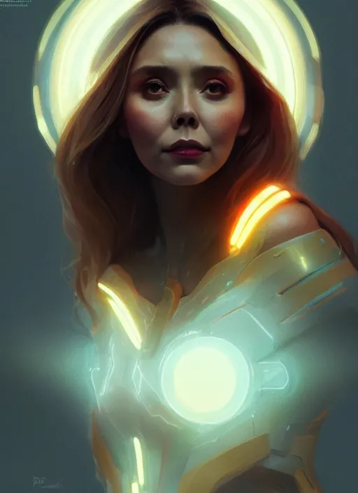 Image similar to portrait of modern darna, elizabeth olsen, intricate, elegant, glowing lights, highly detailed, digital painting, artstation, glamor pose, concept art, smooth, sharp focus, illustration, art by wlop, mars ravelo and greg rutkowski