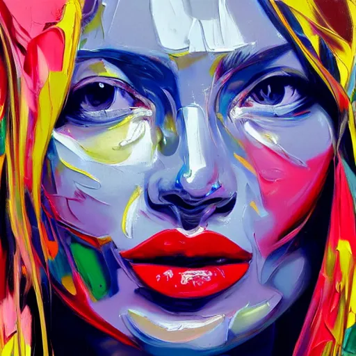 a vibrant oil painting close up of kate moss by | Stable Diffusion ...