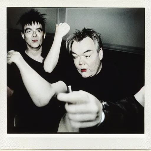 Prompt: stewart lee performing with the smiths, 9 0 s polaroid, by nan goldin