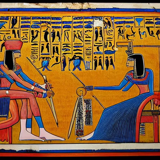 Image similar to An epic fantastic realism comic book style painting of the most beautiful portrayal of a 20-year-old, young, gorgeous, pale, Goth, friendly, amicable, casual, wears the ankh symbol, the key of life, the key of the Nile, is representative of eternal life in Ancient Egypt, Low angle, from below, worms-eye-view, 3-point perspective, unreal engine 5, DAZ, hyperrealistic, intricate, symmetrical, accurate, octane render, Arnold render, IMAX quality, cinematic, theatrical, dramatic, warm lighting, by Lee Jeffries, award-winning, awe-inspiring, ground-breaking, masterpiece , artgem, Dark Fantasy