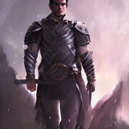 Image similar to henry cavill as a d & d fantasy knight, art by greg rutkowski