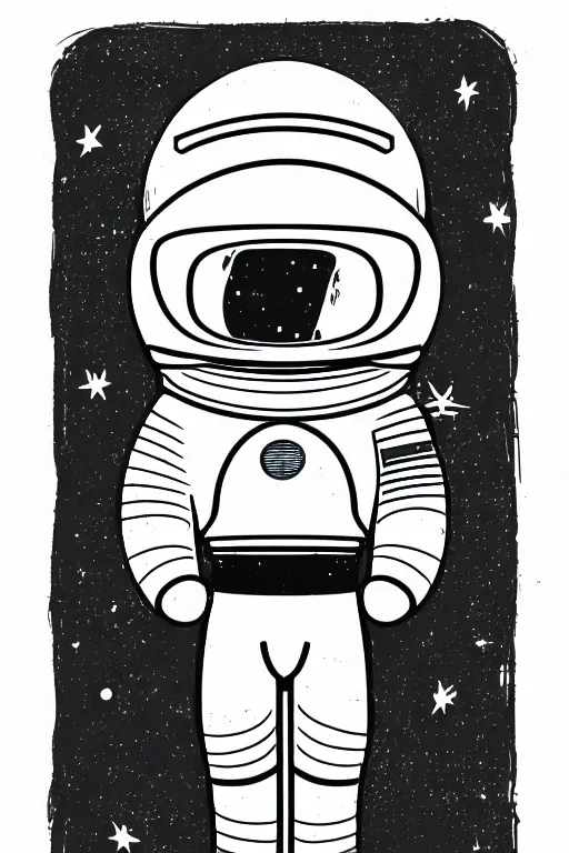 Image similar to simplistic, basic digital drawing in photoshop of a retro astronaut, sketch