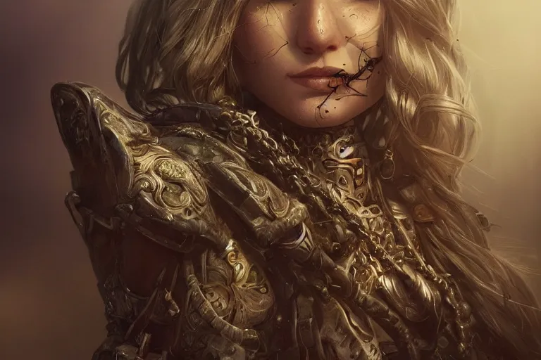 Image similar to Girl Warriorr fantasy, intricate, elegant, highly detailed, digital painting, artstation, concept art, addiction, chains, smooth, sharp focus, illustration, art by Ilja Repin, octane render, RPG_portrait