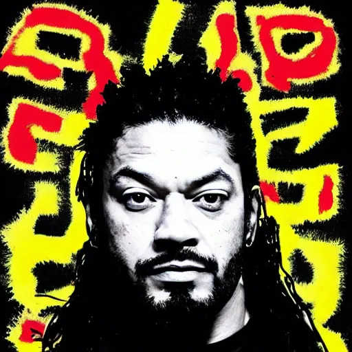 Image similar to roman reigns album cover basquiat style