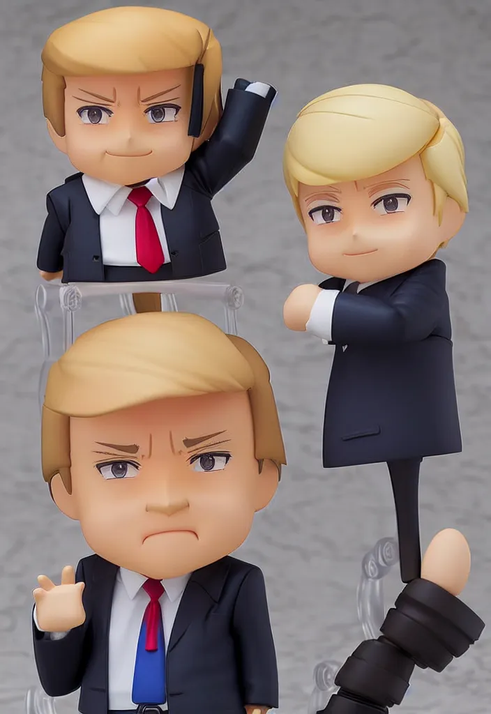 Prompt: An Anime Nendoroid of Donald Trump, Product Photo