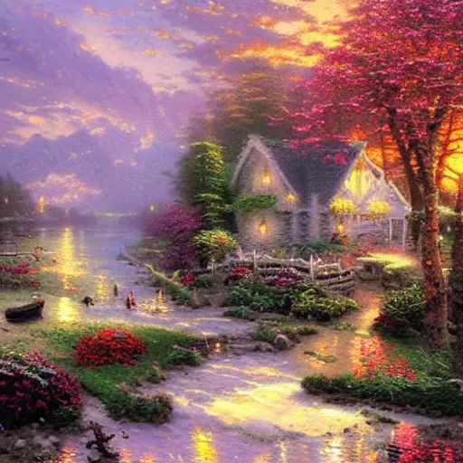 Prompt: by Thomas Kinkade