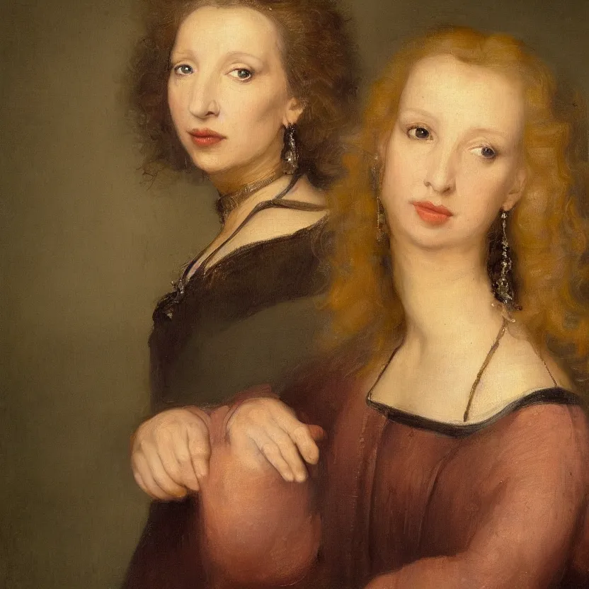 Prompt: A beautiful portrait of Lisa Kudrow by Rembrandt van Rijn; masterpiece; masterpiece; masterpiece; masterpiece; masterpiece