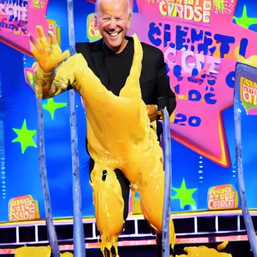 Image similar to joe biden getting slimed at the kids choice awards