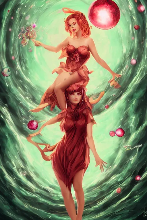 Prompt: Succubus in sundress portrait, by artgerm, WLOP and Ross Tran, blossoming geometric bubble explosion from below