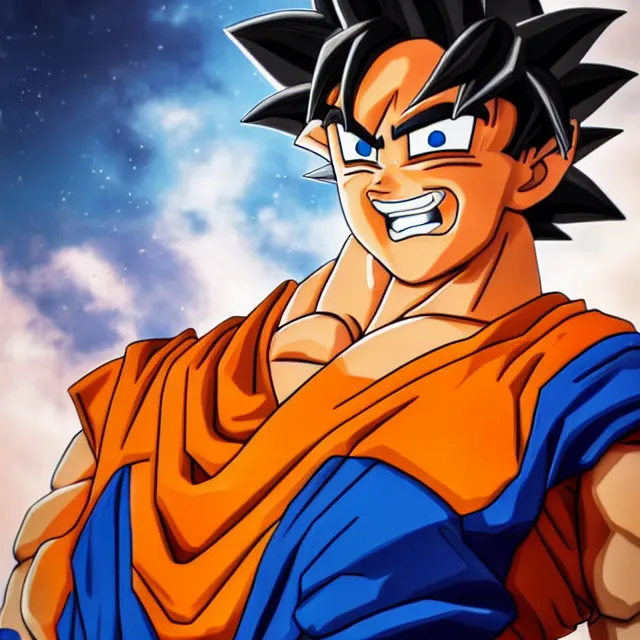 Image similar to portrait of happy goku made of clay, artstation, artgerm, hyper detailed, bokeh