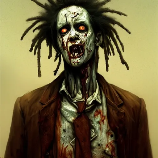 Image similar to young and slim robert smith as a zombie, 7 days to die zombie, fine art, award winning, intricate, elegant, sharp focus, cinematic lighting, highly detailed, digital painting, 8 k concept art, art by z. w. gu, art by brom, art by michael hussar, masterpiece, 8 k