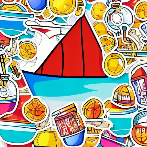 Prompt: Ship in a bottle, sticker, colorful, illustration, highly detailed, smooth and clean vector curves, no jagged lines, vector art, smooth