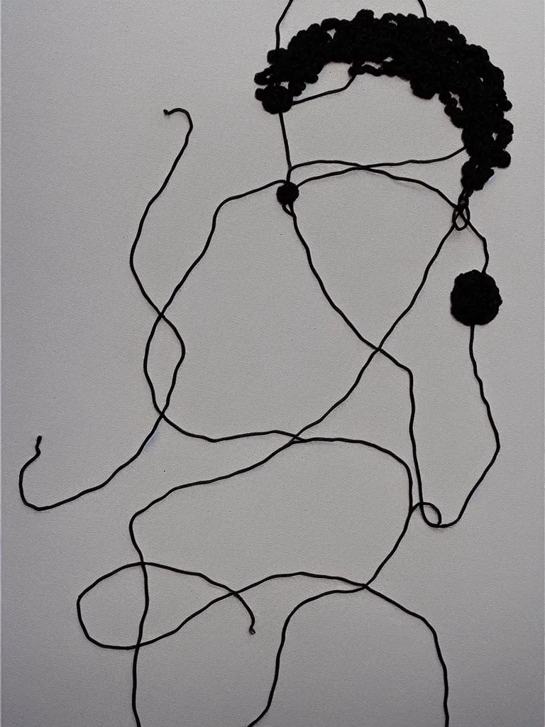 Prompt: simple and elegant wire art portraiture, influenced by egon schiele. minimalist artwork full of human emotional expression and personality, powerful gaze, dramatic.