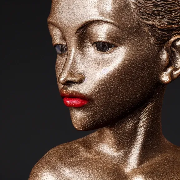 Prompt: a 4 k photorealistic photo medium shot of a bronze statue of a 🦷💋👂👄🦷🧠.