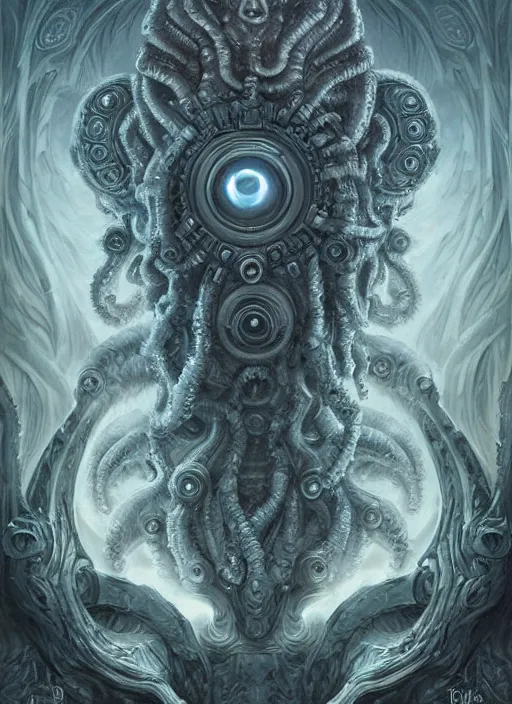 Image similar to digital _ painting _ of _ lovecraftian gods _ by _ filipe _ pagliuso _ and _ justin _ gerard _ symmetric _ fantasy _ highly _ detailed _ realistic _ intricate _ port