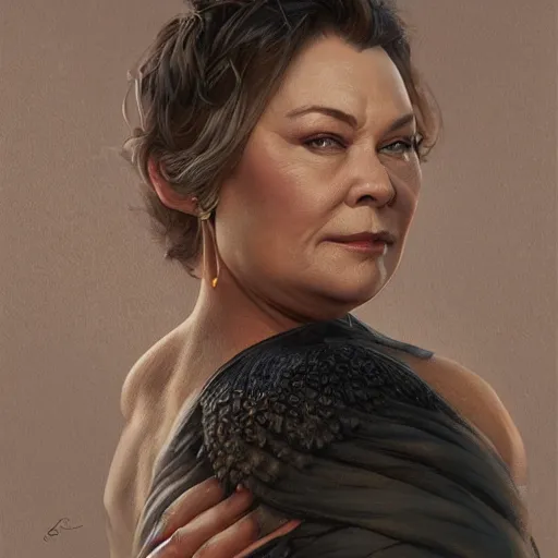 Prompt: ultra realistic illustration, roseanne barr, intricate, elegant, highly detailed, digital painting, artstation, concept art, smooth, sharp focus, illustration, art by artgerm and greg rutkowski and alphonse mucha