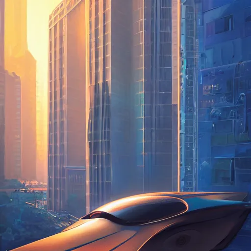 Prompt: sentient ai robotic all knowing being designed by jony ive in cybercity, golden hour, poster by michael whelan and gilbert williams and evgeny lushpin and artgerm and alena aenami, 3 0 mm, well proportioned, highly detailed, rule of thirds, long exposure