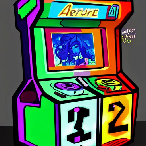 Image similar to arcade machine, art by ocellus_services + francy_artist + artofsephy,