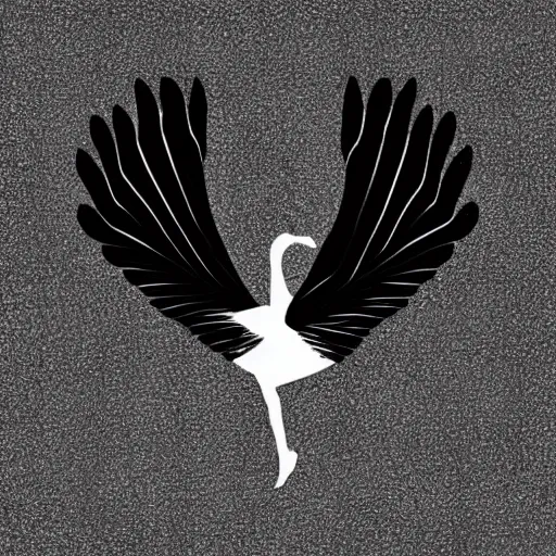 Prompt: black and white logo of a silhouette of a black swan in the shape of a δ