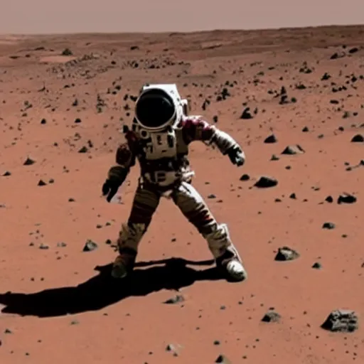 Image similar to dude hitting the whip dance move on mars