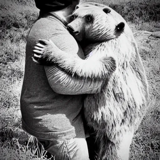 Prompt: “tardigrade and grizzly bear mobsters hugging”