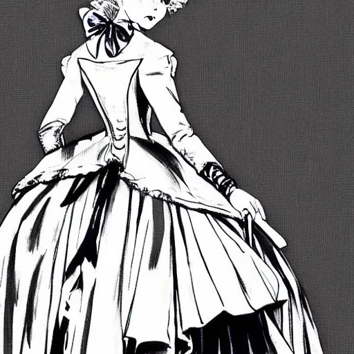 Prompt: Bill gates crossdressing in victorian gown, drawn in the style of yoji shinkawa, extremely detailed, detailed and realistic face