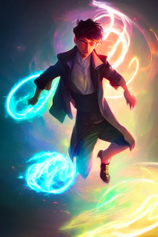 Image similar to a human elemental sorcerer, blurred environment background, colorful magic effects, white skin, portrait, male, sharp focus, digital art, concept art, dynamic lighting, by emylie boivin and rossdraws