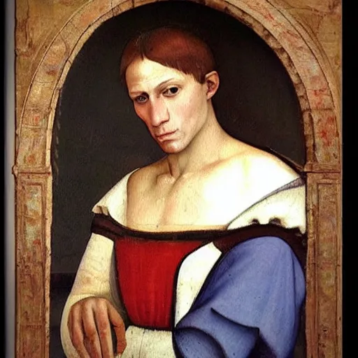 Image similar to A 14th century italian renaissance oil painting of Jerma985, portrait of Jerma985, grainy, realistic, very realistic, hyperrealistic, highly detailed, very detailed, extremely detailed, very neat, very epic, very cool, detailed, trending on artstation