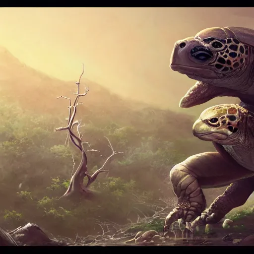 Image similar to a earth turtle recording voiceover dubbing, digital art by łukasz piskorz and patrick mcenvoy and michael komarck, intricate, highly detailed, artstation, concept art, smooth, sharp focus photo centered