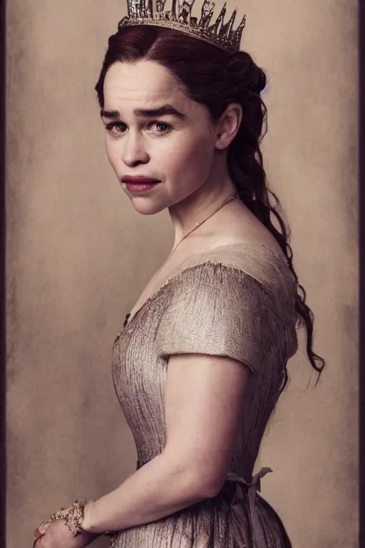 Prompt: Emilia Clarke as a queen in a portrait