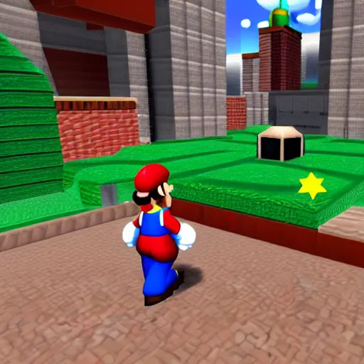 Prompt: super mario 64 screenshot