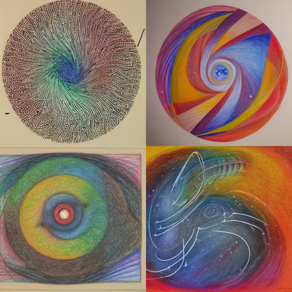 Prompt: medium:colored fine-pencil on paper, spiral galaxy made of Notation, Symbols, Lines, Sequences, Interpretation, Instructions, Communication, Visuality, Process, form, line, character, surface, space, material, immaterial, sensual, symbolic, conceptual, Series, Variations, Temporalization, Processualization, Notation, Instruction, Form, Sign, Symbol, Movement, Parallel, Sequential, Disordered, Unconnected, Static, Visual, Mental, Iconic, Imaginative. Creative, large-scale, multi-part, process, drawing, repetition, variation, order, chaos, improvisation